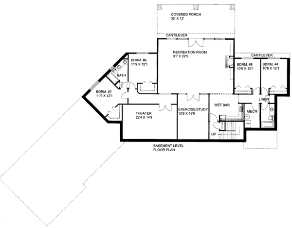 Craftsman Floor Plan - Lower Floor Plan #117-769