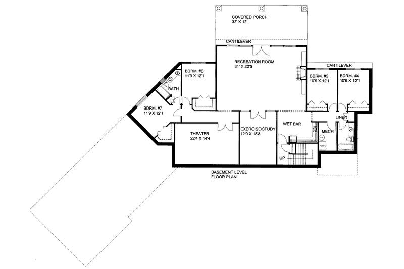 Dream House Plan - Floor Plan - Lower Floor for Craftsman House Plan #117-769 - 6 bed, 4.5 bath
