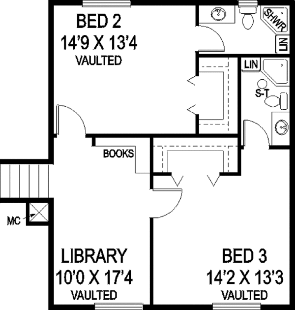 Home Plan - Contemporary Floor Plan - Upper Floor Plan #60-1029