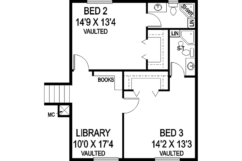 Home Plan - Floor Plan - Upper Floor for Contemporary House Plan #60-1029 - 3 bed, 4 bath