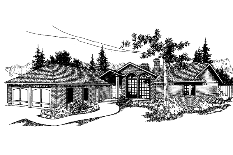 Home Plan - Exterior - Front Elevation 3 for Contemporary House Plan #60-811 - 3 bed, 2.5 bath