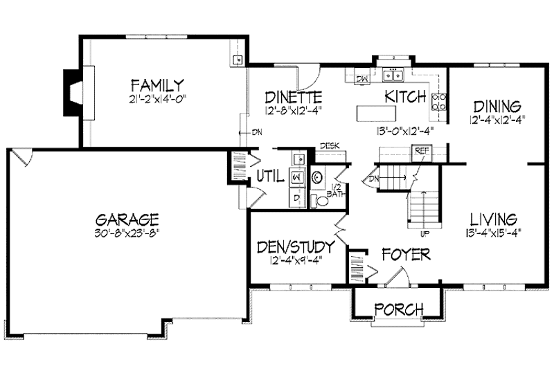 Home Plan - Floor Plan - Main Floor for Colonial House Plan #51-925 - 4 bed, 2.5 bath