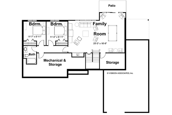 Floor Plan - Lower Floor for Craftsman House Plan #928-145 - 4 bed, 3.5 bath