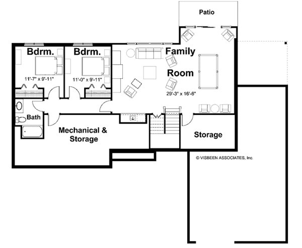 Craftsman Floor Plan - Lower Floor Plan #928-145
