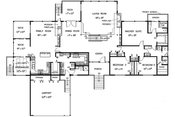 Floor Plan - Main Floor for Contemporary House Plan #60-843 - 3 bed, 3 bath