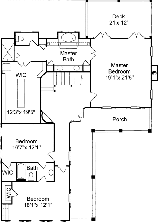 Home Plan - Southern Floor Plan - Upper Floor Plan #37-272