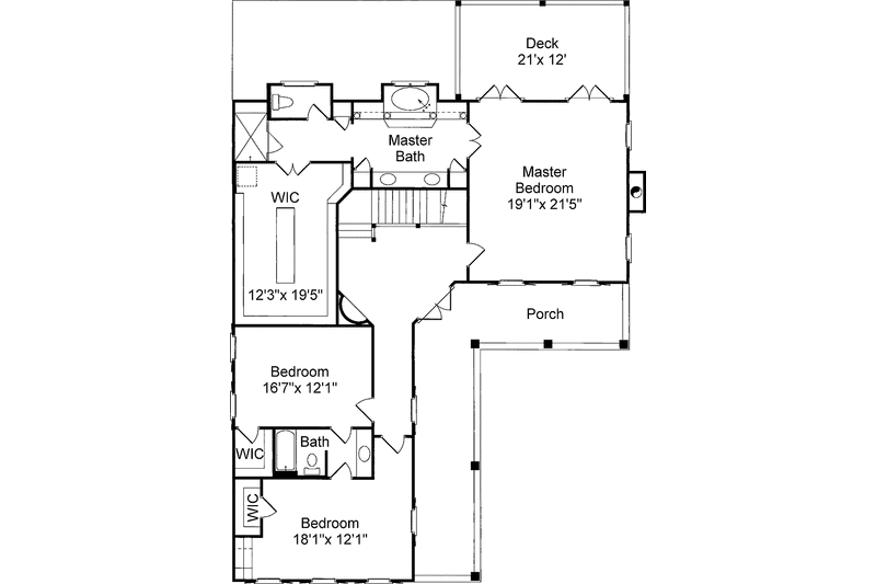 Home Plan - Floor Plan - Upper Floor for Southern House Plan #37-272 - 4 bed, 3.5 bath