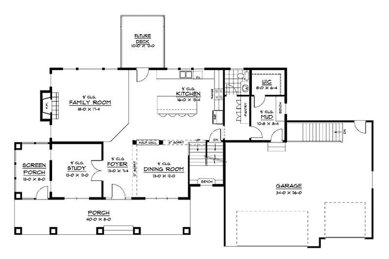 Home Plan - Floor Plan - Main Floor for European House Plan #51-650 - 4 bed, 2.5 bath