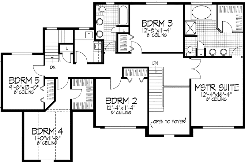 Home Plan - Floor Plan - Upper Floor for European House Plan #51-943 - 5 bed, 2.5 bath