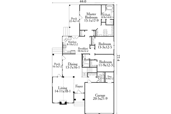 Floor Plan - Main Floor for European House Plan #406-224 - 3 bed, 2 bath