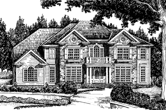 Exterior - Front Elevation 3 for Colonial House Plan #927-612 - 4 bed, 3.5 bath