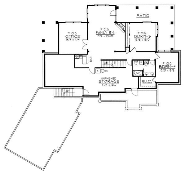 House Blueprint - Craftsman Floor Plan - Lower Floor Plan #1037-18