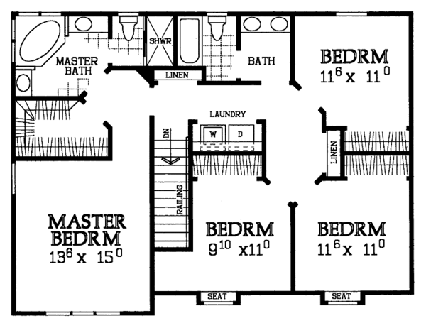 Dream House Plan - Country Floor Plan - Upper Floor Plan #72-1103