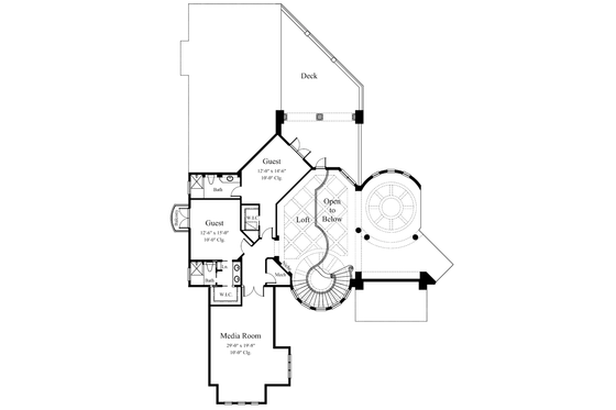 Floor Plan - Upper Floor for Mediterranean House Plan #930-54 - 4 bed, 4 bath