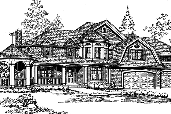 Exterior - Front Elevation 3 for Craftsman House Plan #132-238 - 4 bed, 3.5 bath
