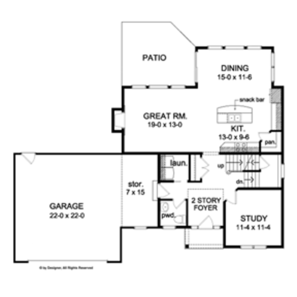 Architectural House Design - Colonial Floor Plan - Main Floor Plan #1010-46