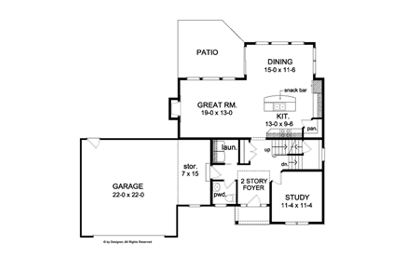 Home Plan - Floor Plan - Main Floor for Colonial House Plan #1010-46 - 3 bed, 2.5 bath