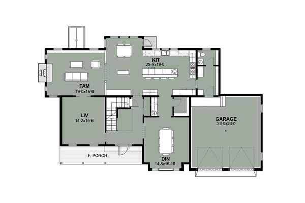 House Blueprint - Farmhouse Floor Plan - Main Floor Plan #497-11
