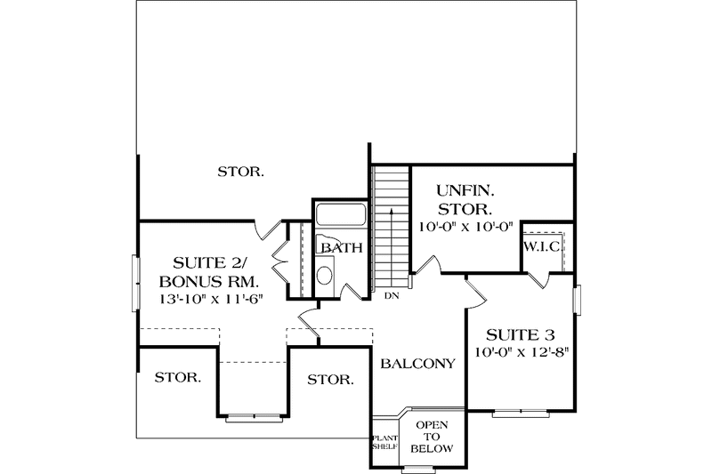 Home Plan - Floor Plan - Upper Floor for Craftsman House Plan #453-387 - 2 bed, 2.5 bath
