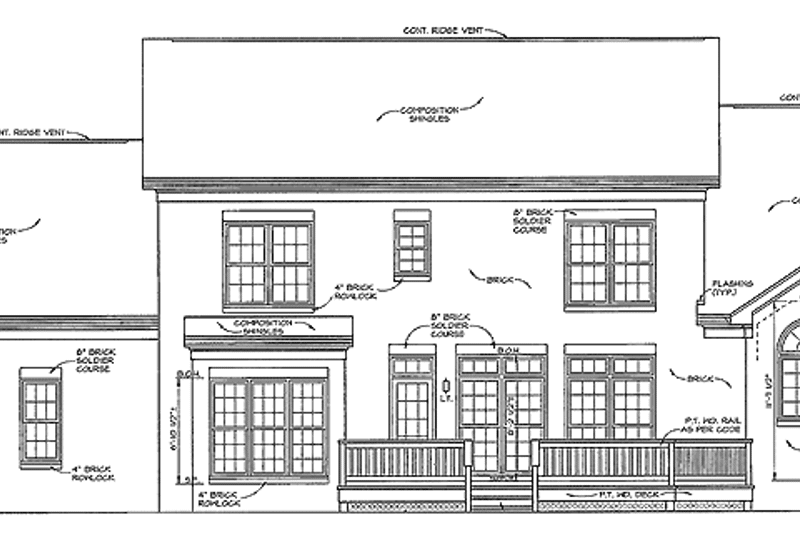 Home Plan - Exterior - Rear Elevation for Classical House Plan #453-335 - 3 bed, 2.5 bath