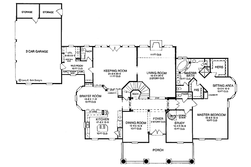 House Blueprint - Floor Plan - Main Floor for Classical House Plan #952-134 - 4 bed, 4 bath