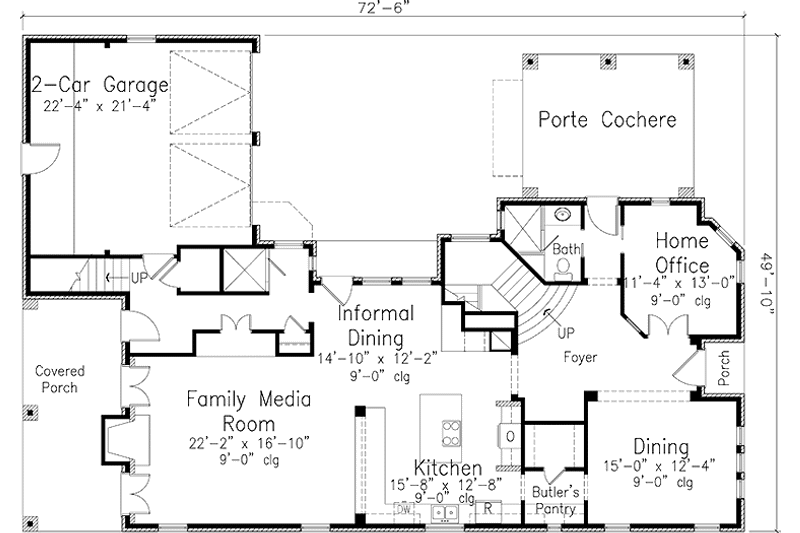 House Blueprint - Floor Plan - Main Floor for European House Plan #410-3587 - 4 bed, 5 bath
