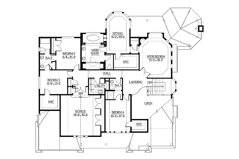Home Plan - Floor Plan - Upper Floor for Craftsman House Plan #132-502 - 5 bed, 4 bath