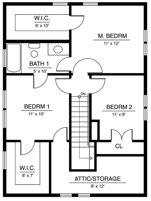 House Design - Country Floor Plan - Upper Floor Plan #967-1