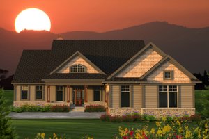 Ranch Exterior - Front Elevation Plan #70-1203