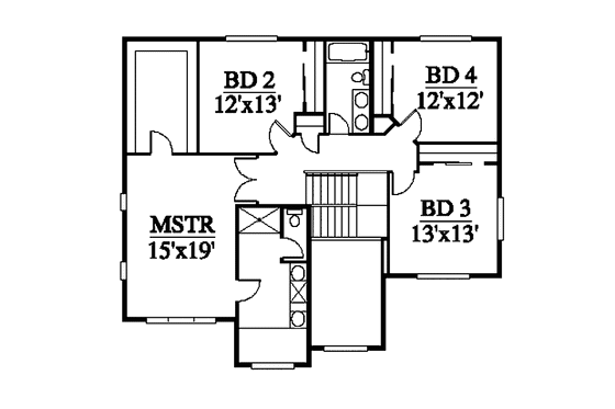 Floor Plan - Upper Floor for Craftsman House Plan #951-9 - 4 bed, 3.5 bath