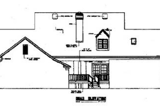 Exterior - Rear Elevation for Southern House Plan #45-159 - 4 bed, 3.5 bath