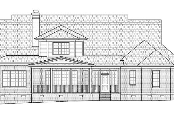 Exterior - Rear Elevation for Traditional House Plan #1054-16 - 4 bed, 3 bath