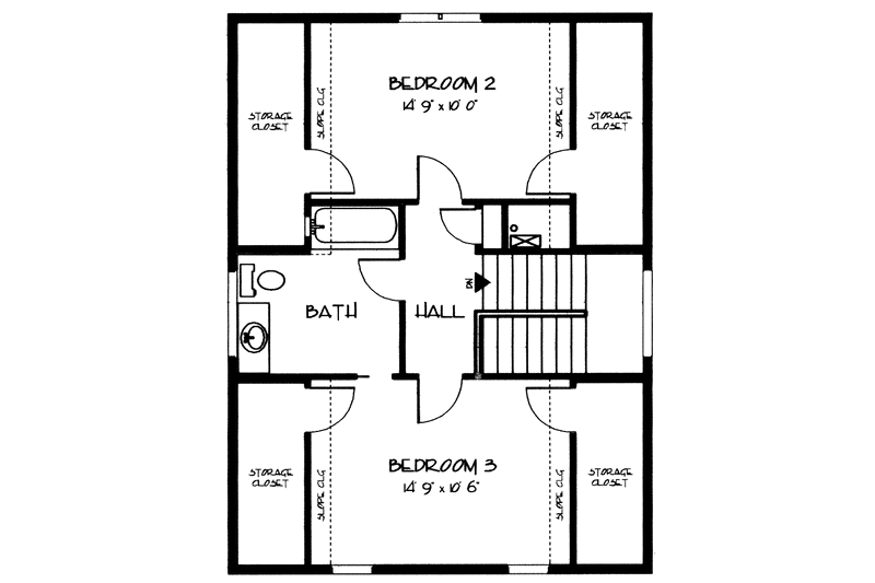 Home Plan - Floor Plan - Upper Floor for Prairie House Plan #984-1 - 3 bed, 2 bath