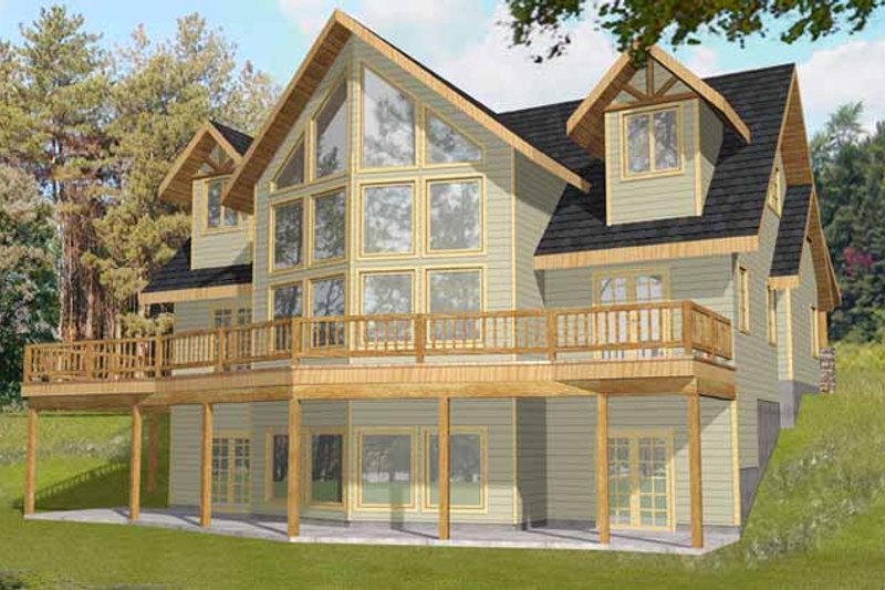 Home Plan - Exterior - Rear Elevation for Mediterranean House Plan #117-813 - 3 bed, 2.5 bath