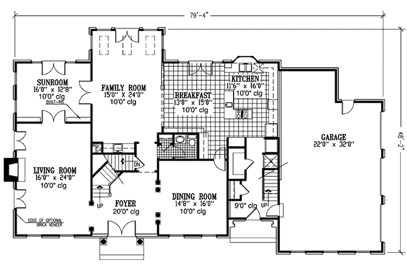Architectural House Design - Floor Plan - Main Floor for Classical House Plan #953-59 - 4 bed, 3.5 bath