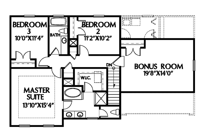 Home Plan - Floor Plan - Upper Floor for Country House Plan #999-92 - 3 bed, 2.5 bath