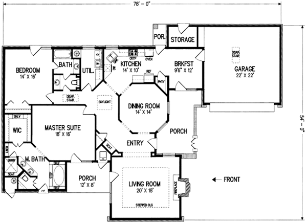 Architectural House Design - Traditional Floor Plan - Main Floor Plan #45-481