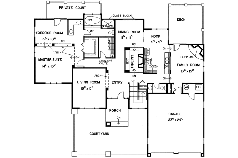 Home Plan - Floor Plan - Main Floor for Contemporary House Plan #60-821 - 3 bed, 2.5 bath