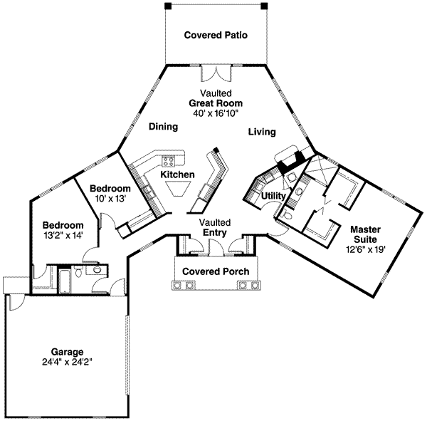 Mediterranean Floor Plan - Main Floor Plan #124-422