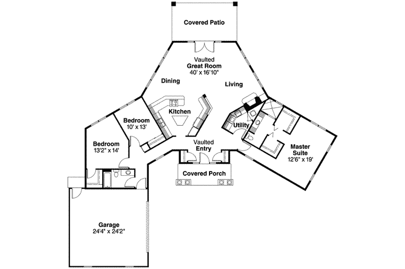 House Plan Design - Floor Plan - Main Floor for Mediterranean House Plan #124-422 - 3 bed, 2 bath