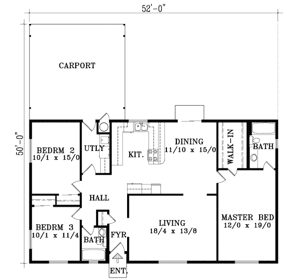 Ranch Floor Plan - Main Floor Plan #1-1286