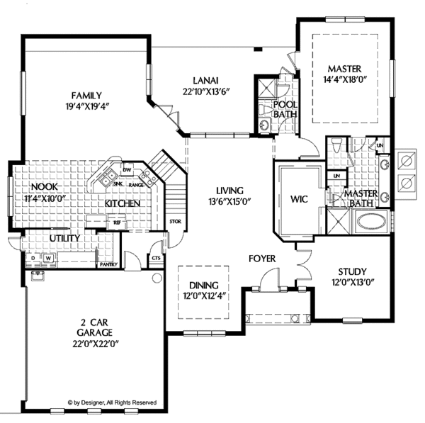 House Plan Design - Mediterranean Floor Plan - Main Floor Plan #999-149