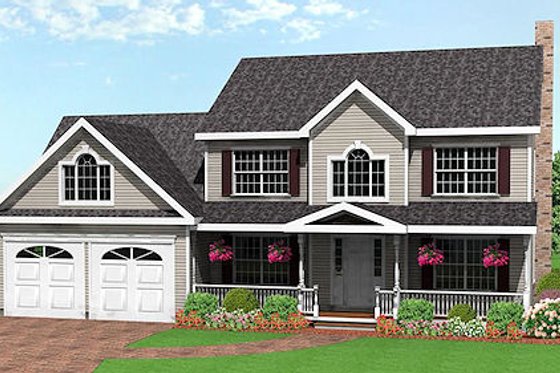 Exterior - Front Elevation for Farmhouse House Plan #75-161 - 3 bed, 2.5 bath