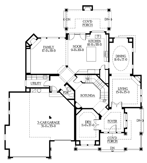 House Design - Craftsman Floor Plan - Main Floor Plan #132-240