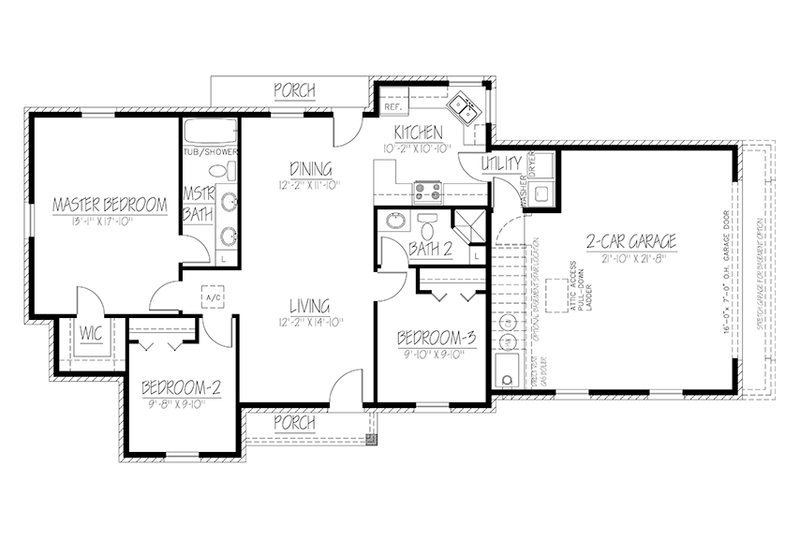 Dream House Plan - Floor Plan - Main Floor for Colonial House Plan #1061-26 - 3 bed, 2 bath
