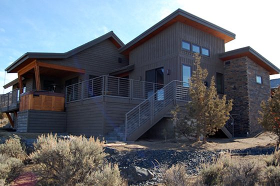 Exterior - Rear Elevation for Ranch House Plan #895-76 - 3 bed, 2.5 bath