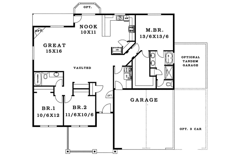 Dream House Plan - Floor Plan - Main Floor for Craftsman House Plan #943-43 - 3 bed, 2 bath