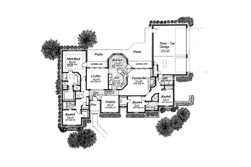 Home Plan - Floor Plan - Main Floor for Ranch House Plan #310-1026 - 4 bed, 3 bath