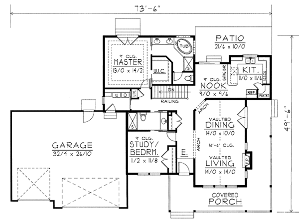 House Design - Traditional Floor Plan - Main Floor Plan #1037-38