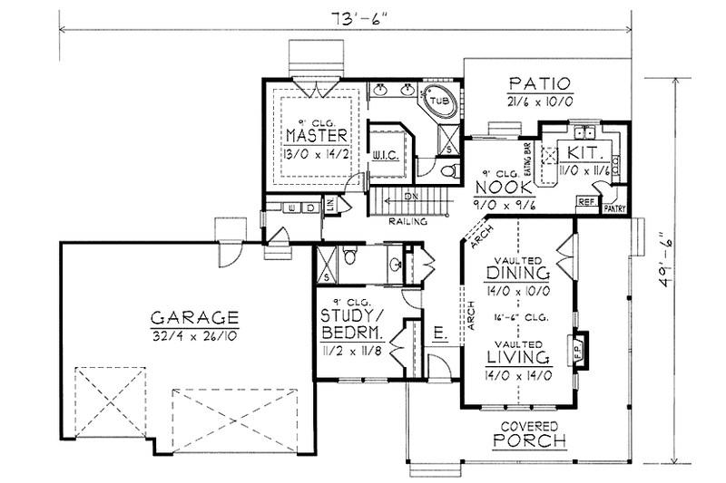 House Plan Design - Floor Plan - Main Floor for Traditional House Plan #1037-38 - 2 bed, 2 bath